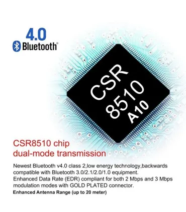 Bluetooth 4.0 CSR Nano USB Dongle, 20mtr, Plug&Play