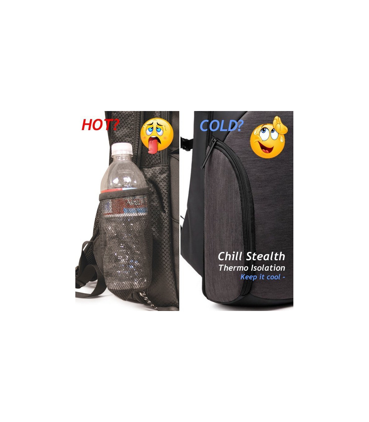 Chill Stealth tyverisikret & vandafvisende Rygsæk / Backpack, Sort