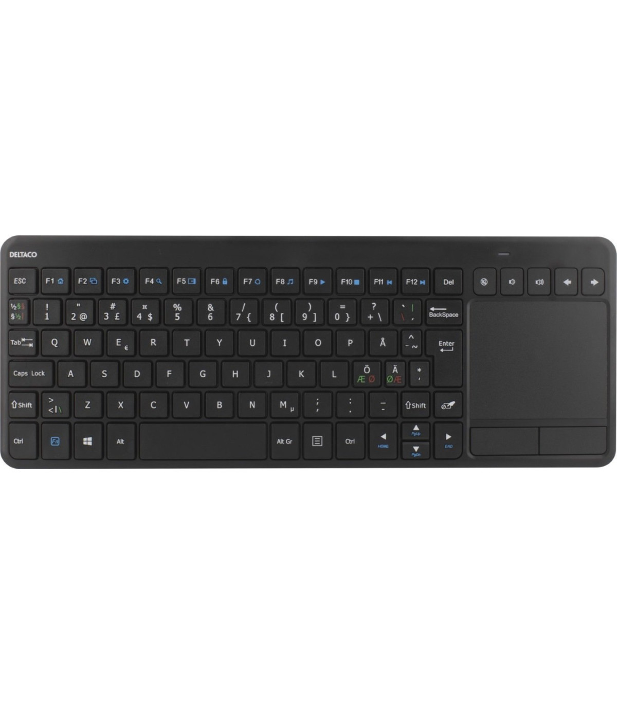 Trådløst Mini tastatur med Touchpad/mus (Dansk)