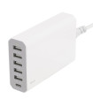 6-port USB Ladestasjon, USB-C, 5V/12A (60W), Smart-IQ, EU