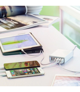 Chill Deltaco 6-port USB ladestation, USB-C, 5V/12A (60W), Smart-IQ, EU/DK stik