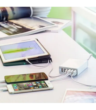 6-port USB Ladestasjon, USB-C, 5V/12A (60W), Smart-IQ, EU