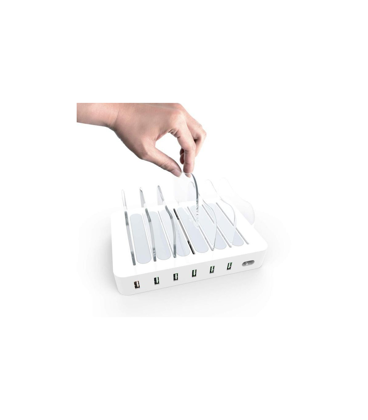 6-port USB opladestation, 5V/10A (50W), Smart-IQ, EU/DK stik