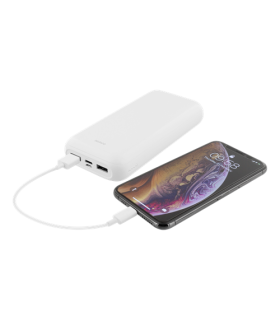 20000mAh Dual USB PowerBank med USB-C, hvid