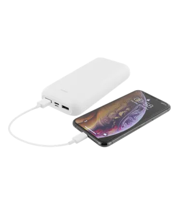 Chill Deltaco 20000mAh Dual USB PowerBank med USB-C, Vit