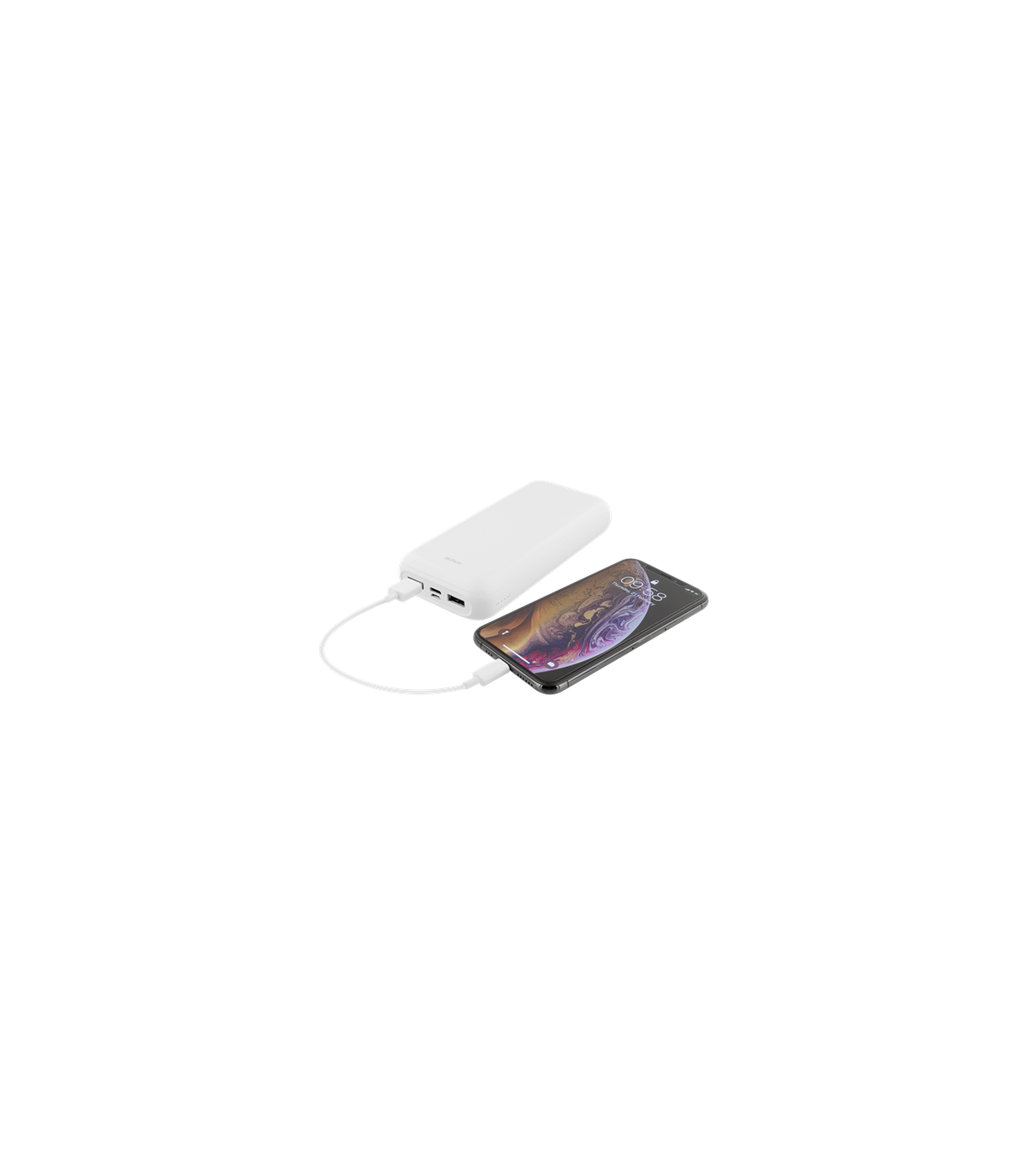 Deltaco 20000mAh Dual USB PowerBank, USB-C port, white