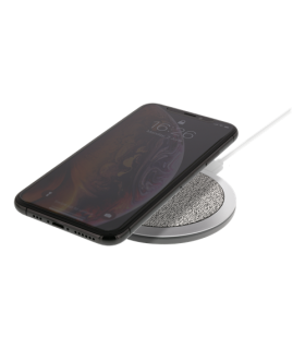 10W Trådløs Qi Oplader, Fast Charge, grå tekstil