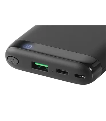 10000mAh USB-C PD PowerBank, Trådløs Qi ladning, Procentvisning, Sort