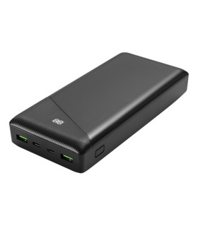 Deltaco 30000mAh USB-C PD Strømbank, LED Display, Svart