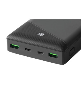 Deltaco 30000mAh USB-C PD Strømbank, LED Display, Svart