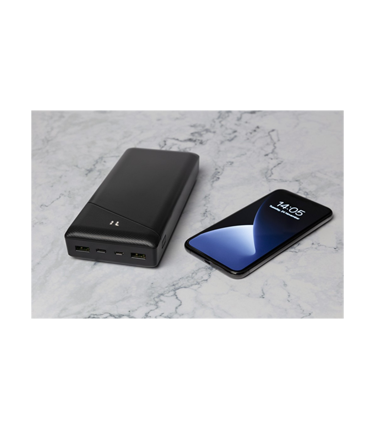Deltaco 30000mAh USB-C PD PowerBank, LED Display, Black