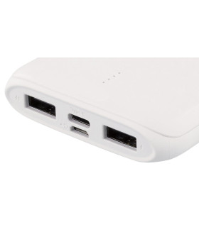 Deltaco 10000mAh Dual USB PowerBank med USB-C, Vit