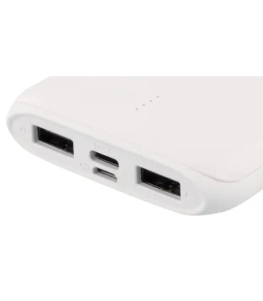 Deltaco 10000mAh Dual USB PowerBank med USB-C, Vit