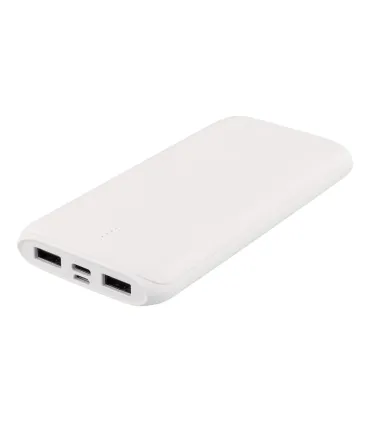 Deltaco 10000mAh Dual USB PowerBank, USB-C port, white