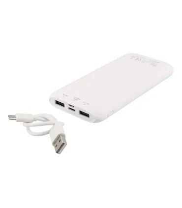 Deltaco 10000mAh Dual USB PowerBank med USB-C, Vit