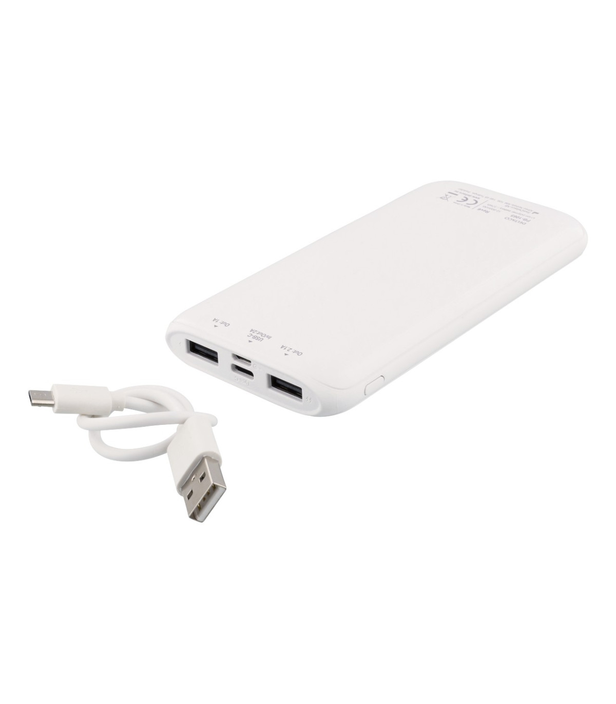 10000mAh Dual USB PowerBank samt USB-C, hvid