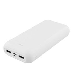 20000mAh Dual USB PowerBank med USB-C port, hvid