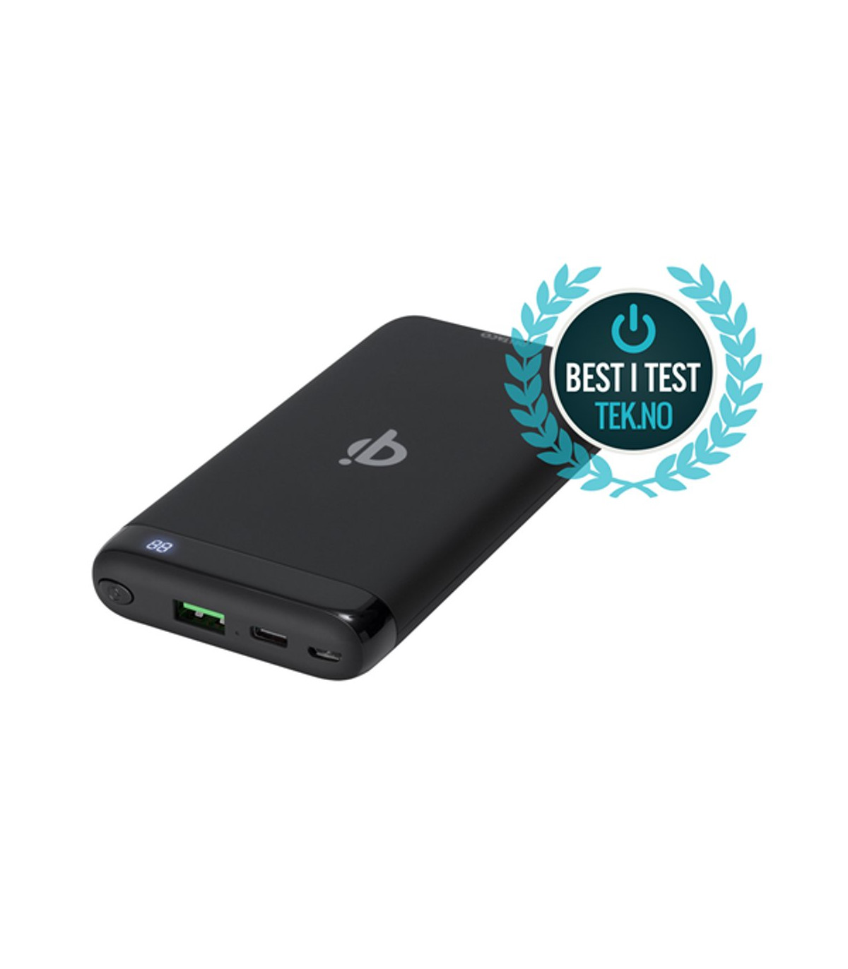 Deltaco 10000mAh USB-C PD PowerBank, Trådlös Qi-laddning,LED-procentvisning, Svart